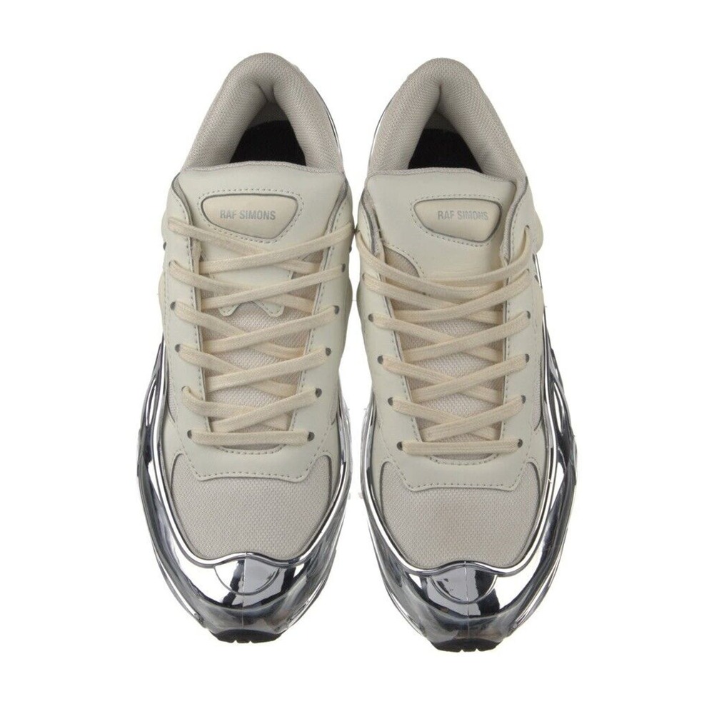 USED Adidas x Raf Simons Ozweego Metallic Mirrored Silver Cream Sz 7.5‎ EE7945